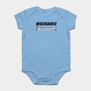 Mechanic Wrench Text Baby Bodysuit